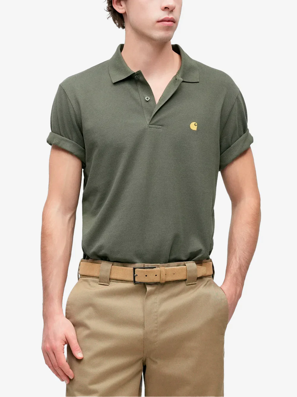 Carhartt Wip Polo da uomo a manica corta Chase Pique verde - Image 2