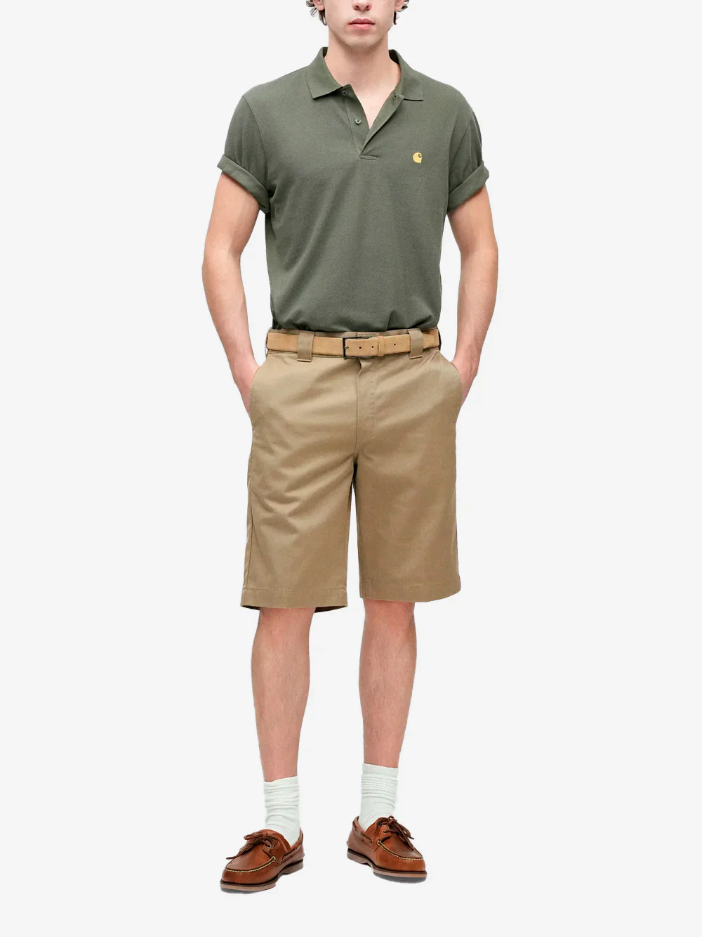 Carhartt Wip Polo da uomo a manica corta Chase Pique verde - Image 3