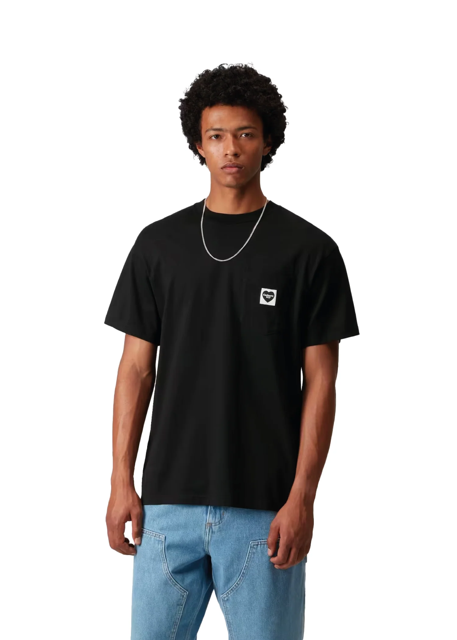 Carhartt Wip T-Shirt da uomo con taschino manica corta Pocket Heart nera - Image 4
