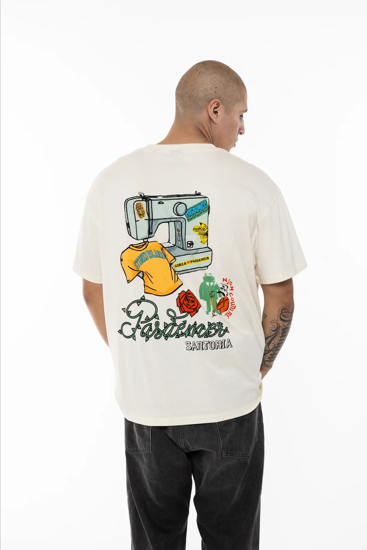 Pas De Mer T-Shirt da uomo manica corta Sartoria panna - Image 3