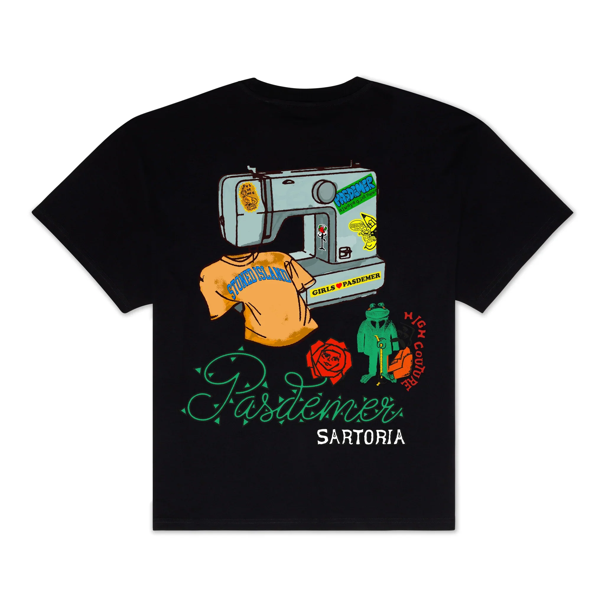 Pas De Mer T-Shirt da uomo manica corta Sartoria nera