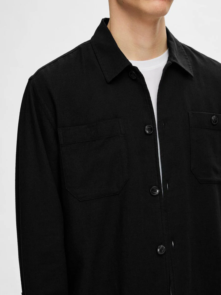 Selected Camicia da Uomo misto lino Brody Nera - Image 3