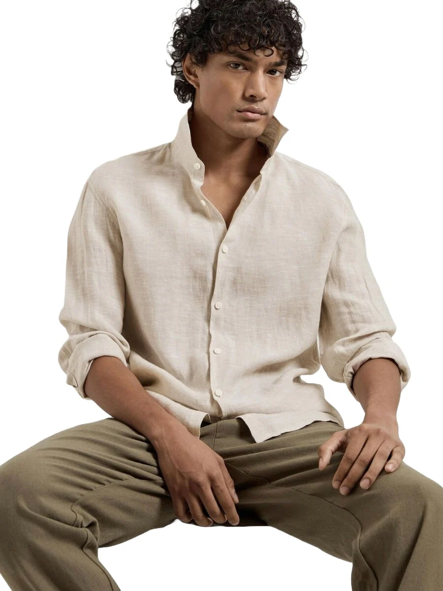 Selected Camicia di lino da Uomo Regkylian Beige - Image 2