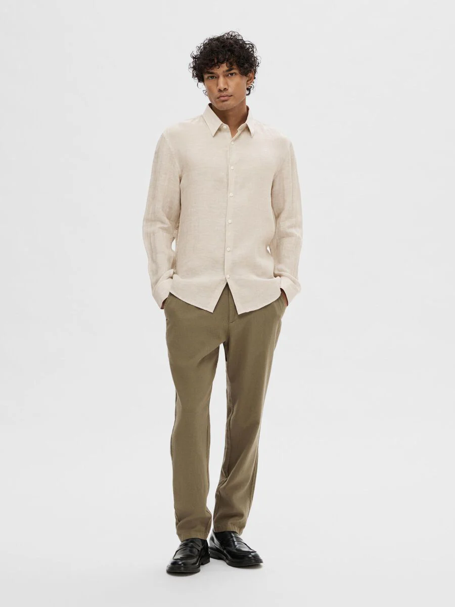 Selected Camicia di lino da Uomo Regkylian Beige - Image 5