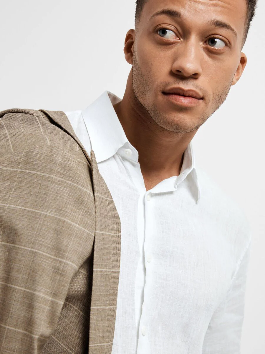 Selected Camicia da Uomo in lino Regkylian Bianca - Image 2