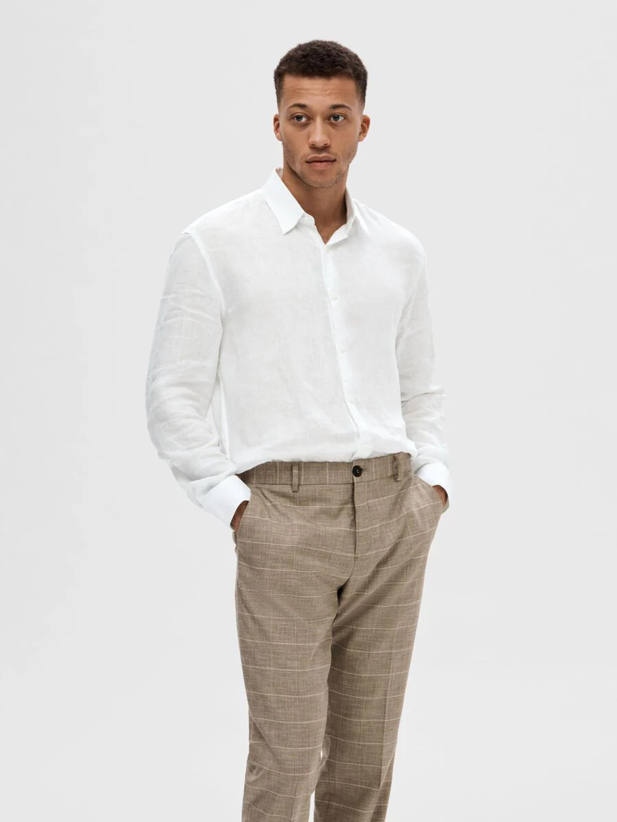 Selected Camicia da Uomo in lino Regkylian Bianca - Image 3