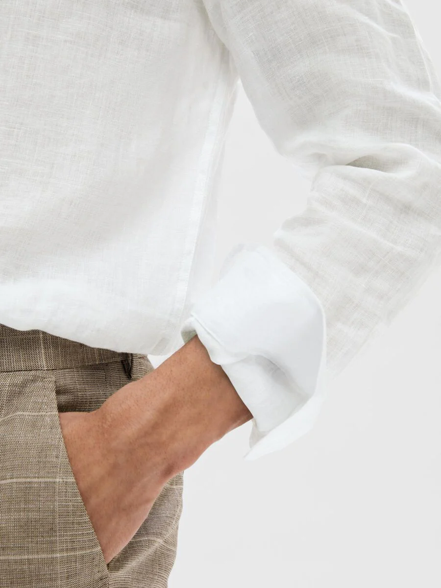 Selected Camicia da Uomo in lino Regkylian Bianca - Image 5