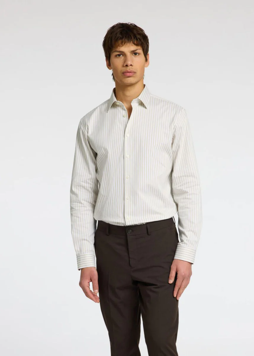 Selected Camicia a righe da uomo Slim Fit Beige - Image 2