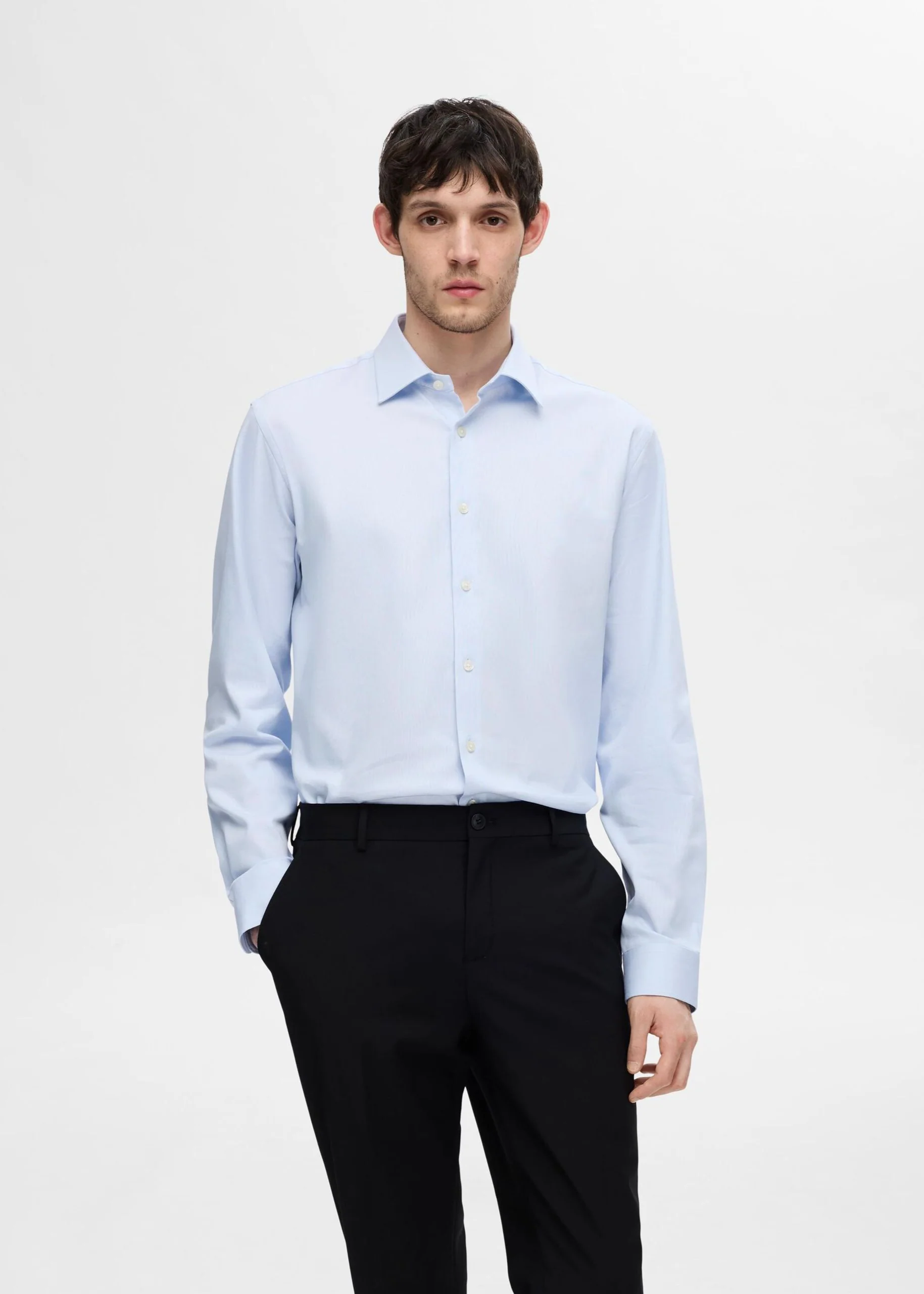 Selected Camicia da uomo Slim Fit celeste 16092939-LBT - Image 2