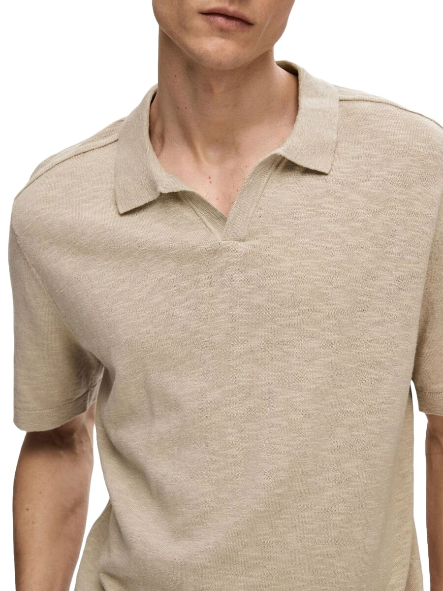 Selected Maglia da Uomo in misto lino  Berg Beige - Image 2