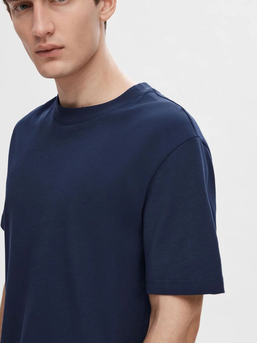 Selected T-Shirt da Uomo manica corta Colman Blu - Image 2