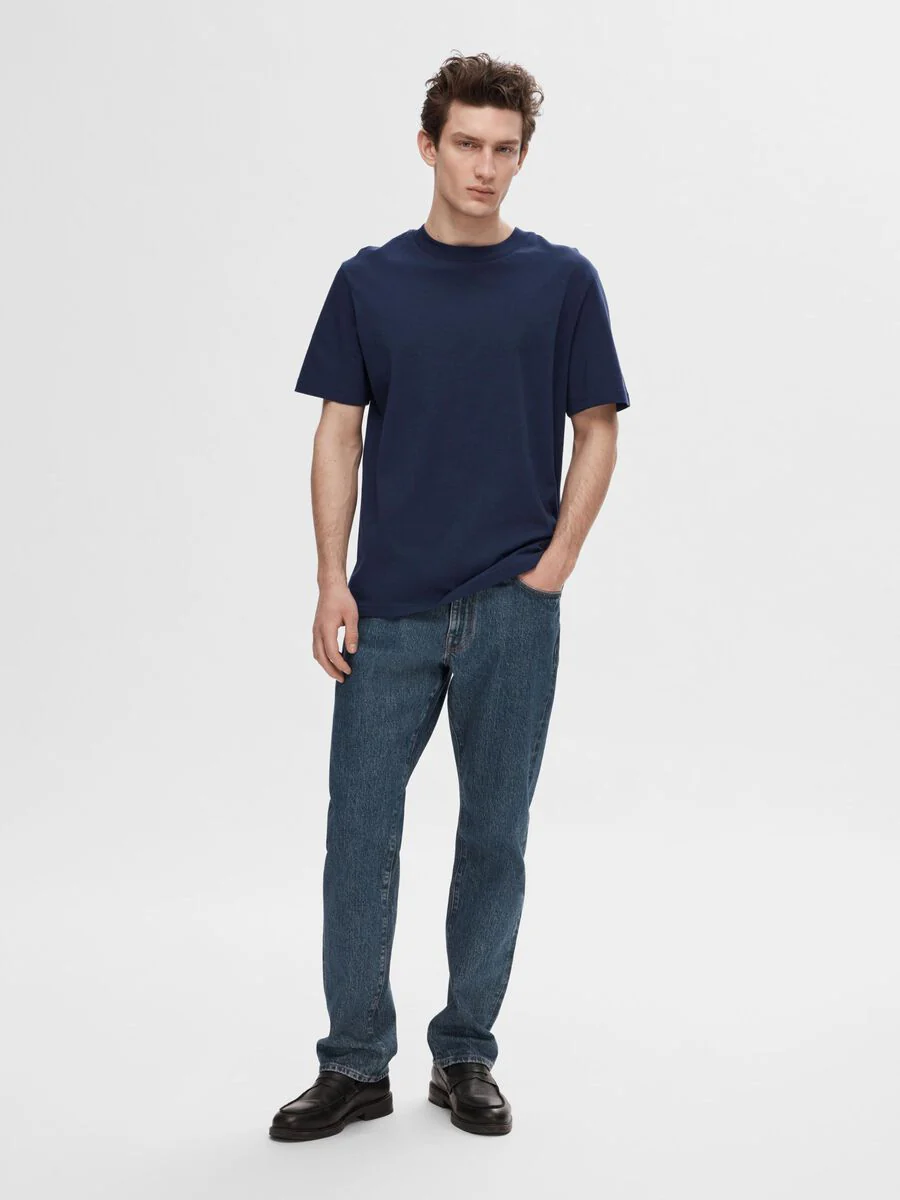 Selected T-Shirt da Uomo manica corta Colman Blu - Image 3