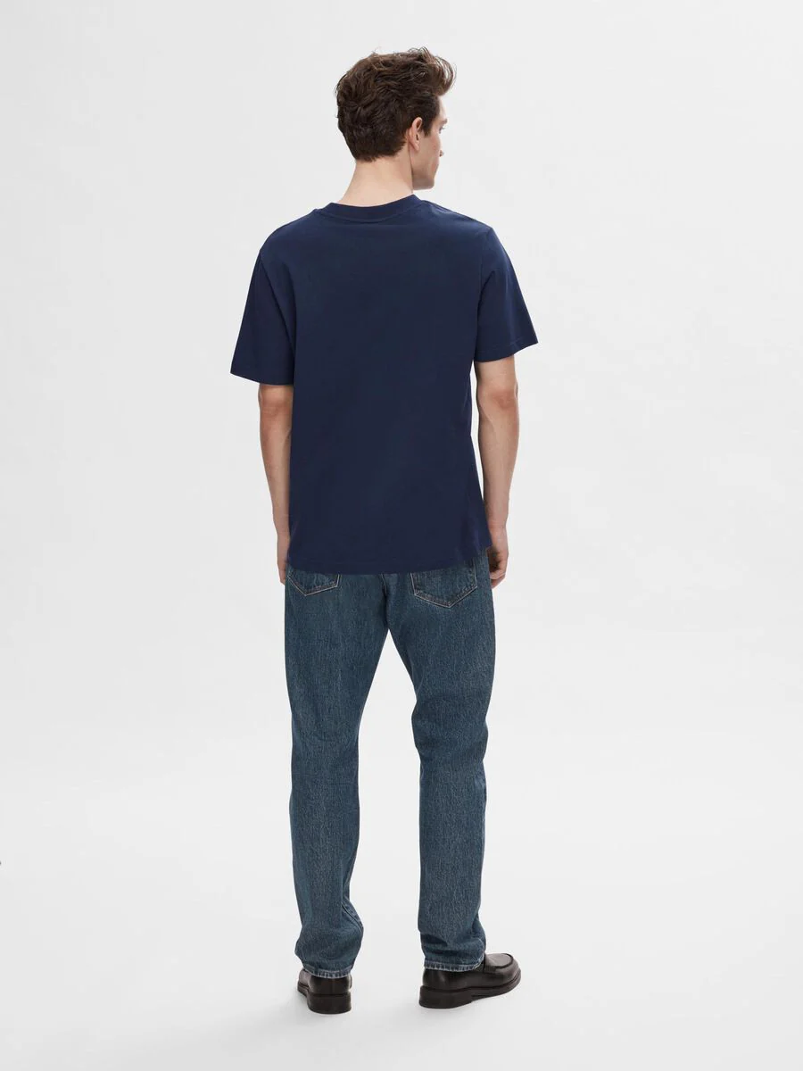 Selected T-Shirt da Uomo manica corta Colman Blu - Image 4