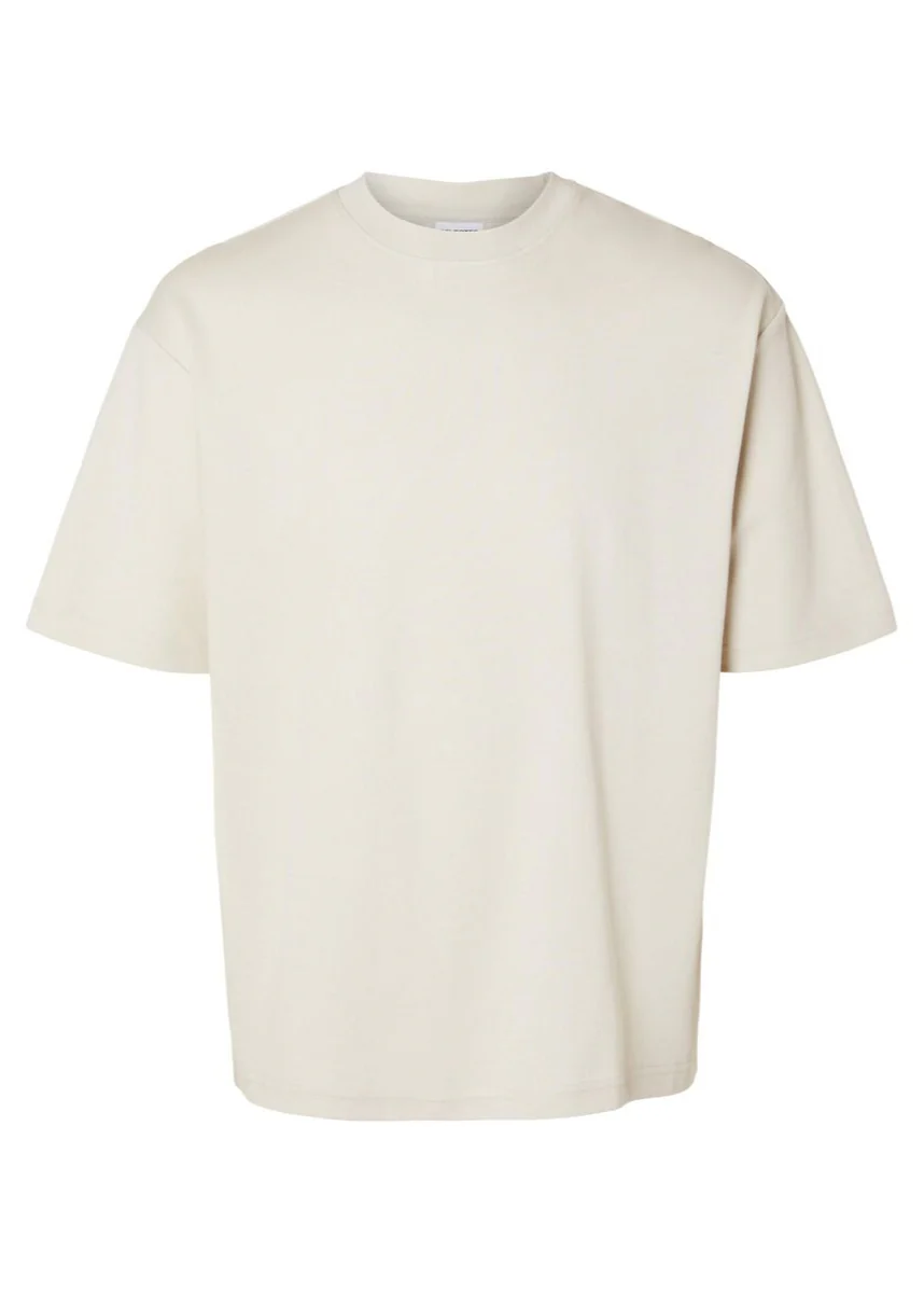 Selected T-Shirt da uomo manica corta Loose Oscar Beige