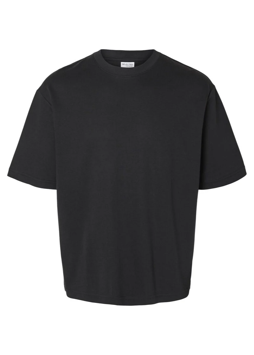 Selected T-Shirt da uomo manica corta Loose Oscar Nera