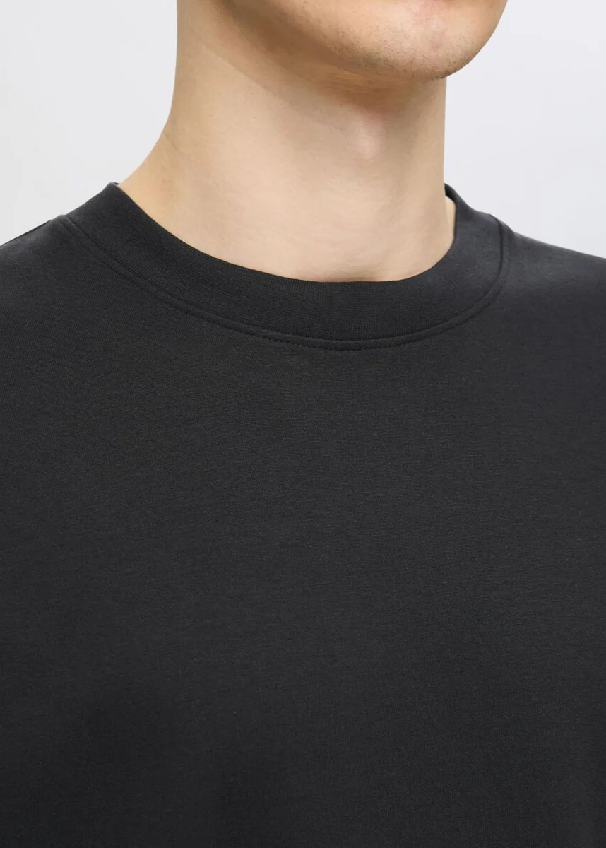 Selected T-Shirt da uomo manica corta Loose Oscar Nera - Image 2
