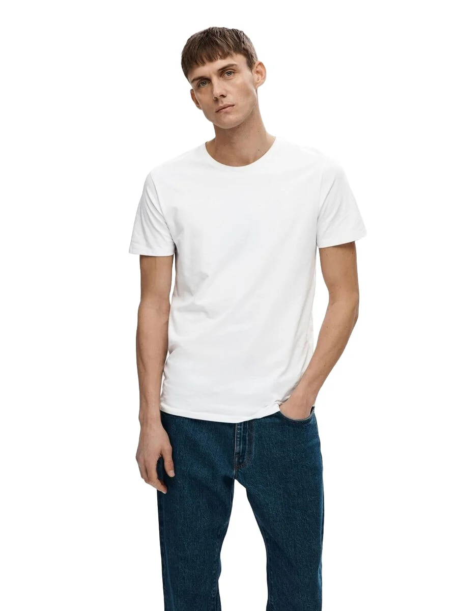 Selected T-Shirt da Uomo manica corta Pima Bianca