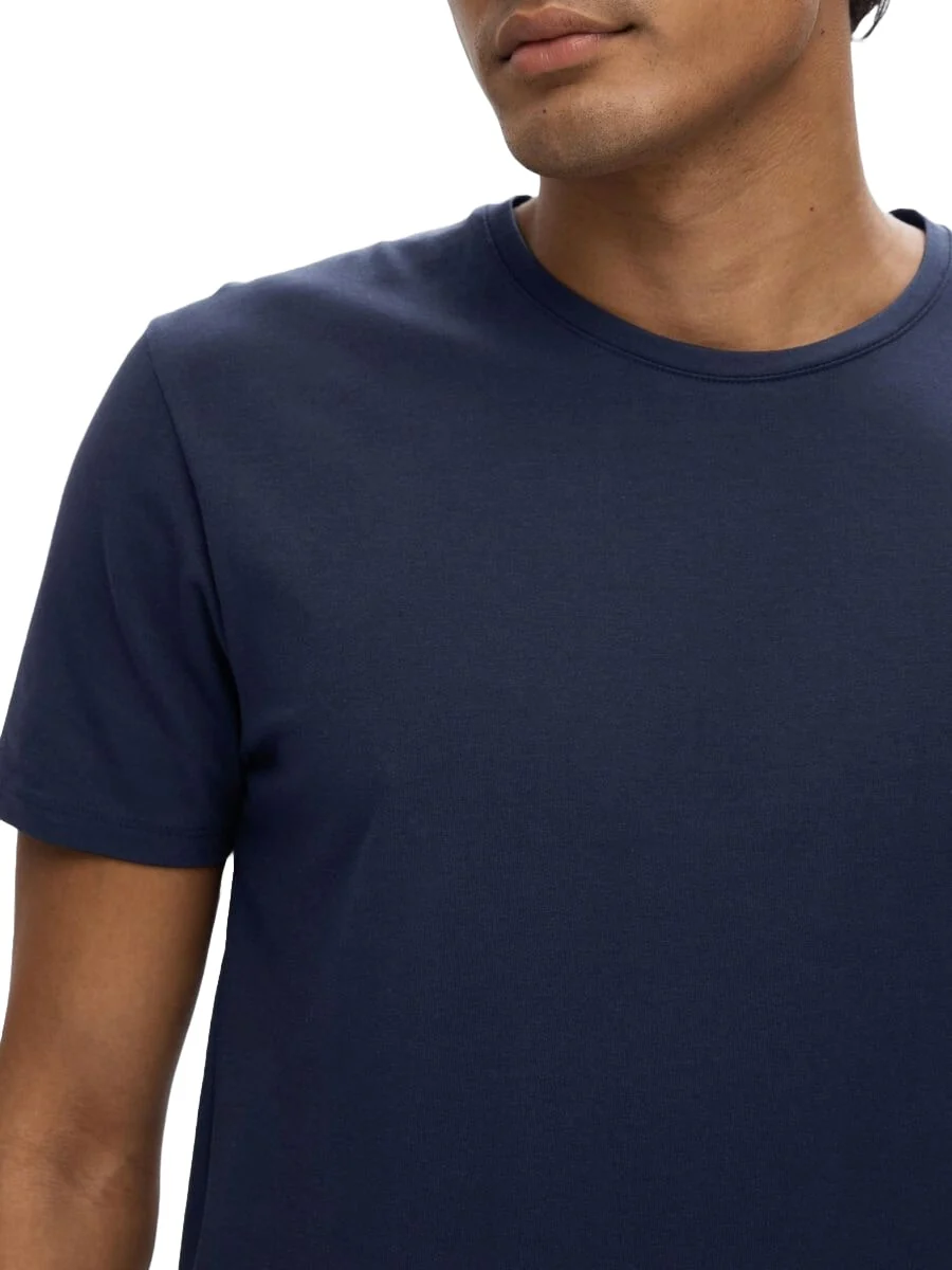 Selected T-Shirt da Uomo manica corta Pima Blu - Image 2
