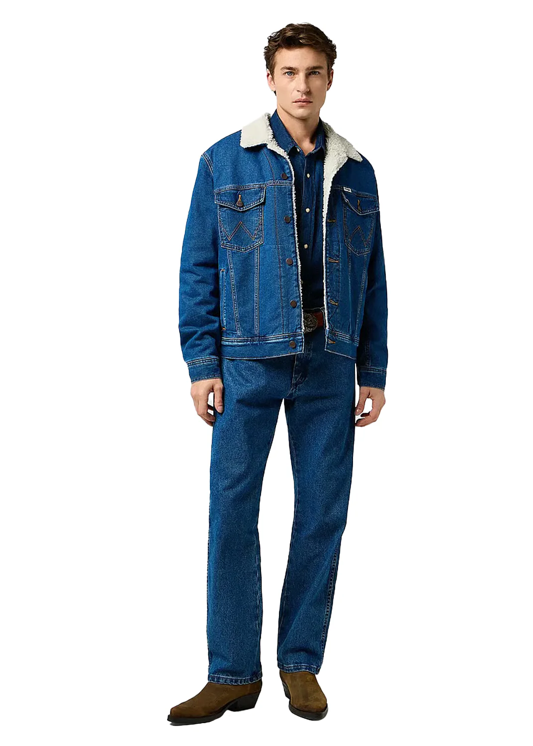 Wrangler Giacca da uomo in jeans con pelliccia Sherpa Classic - Image 3