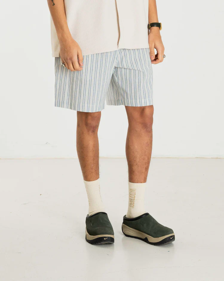 Woodbird Panataloncino a righe in lino da uomo Bommy Stripe - Image 3