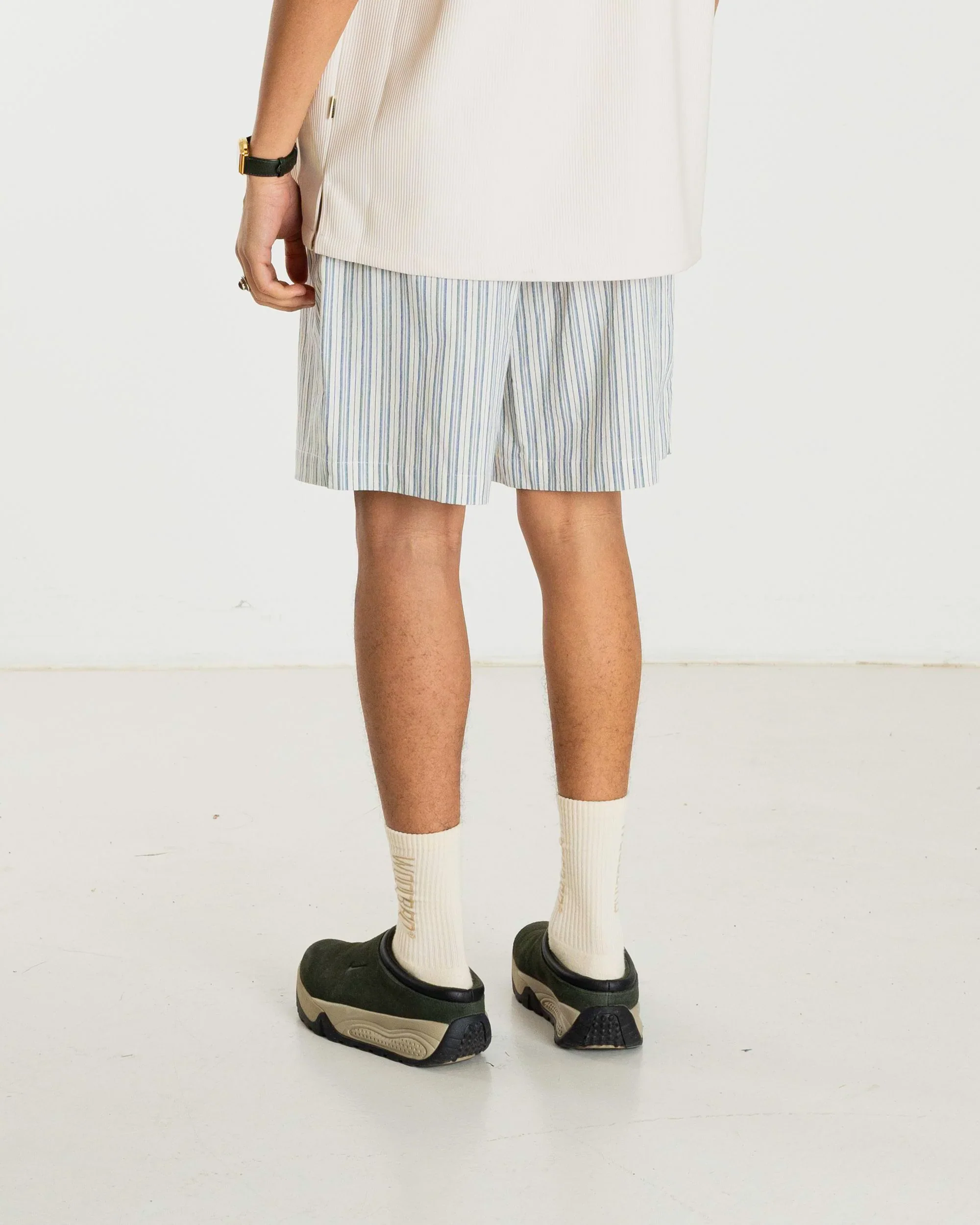 Woodbird Panataloncino a righe in lino da uomo Bommy Stripe - Image 4