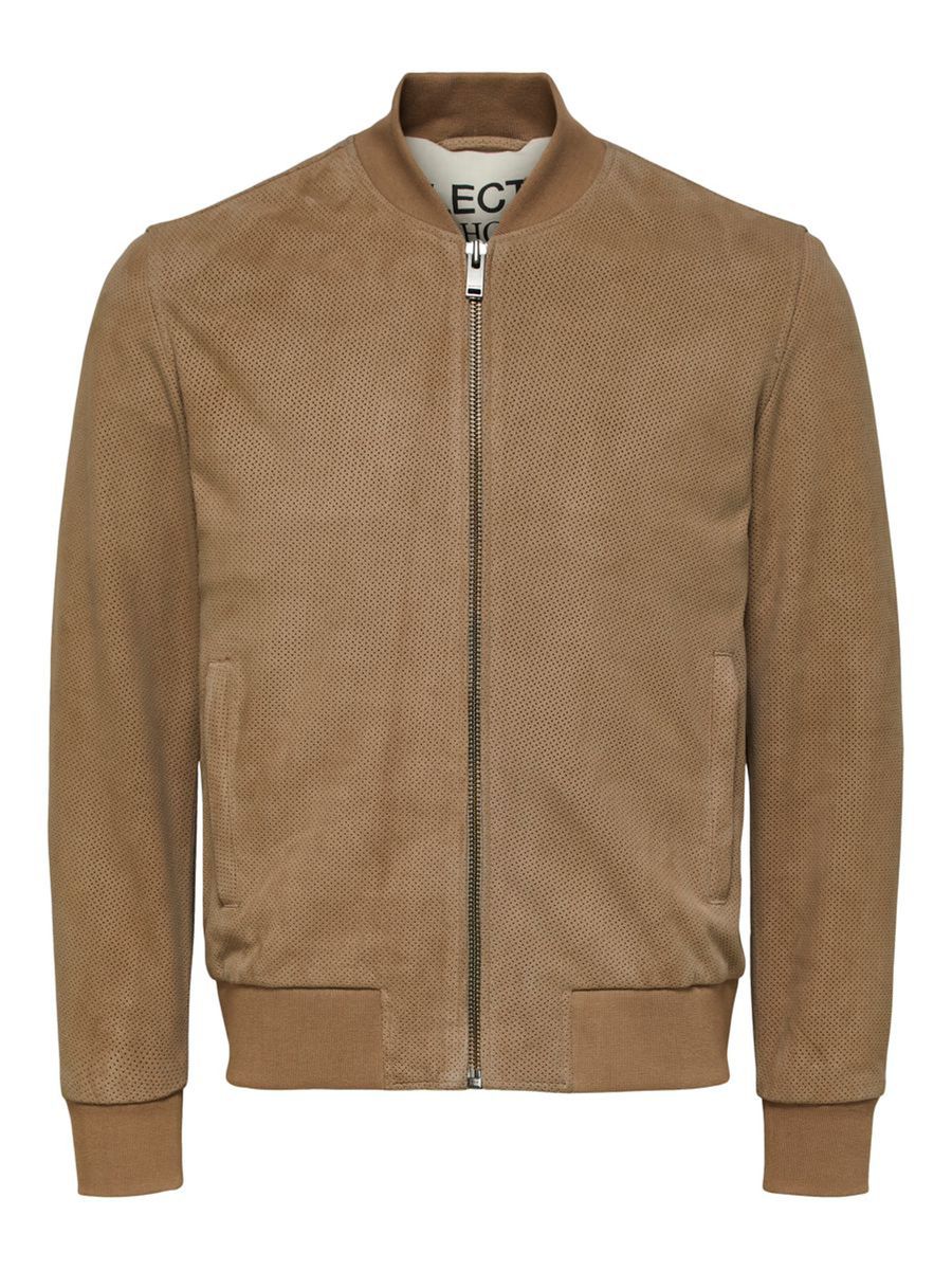 Selected Giacca in pelle scamosciata Bomber - Image 3