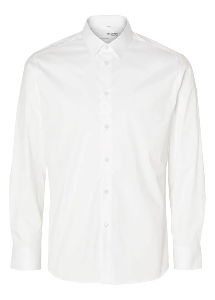 Selected Camicia classica da uomo Slim Travel  bianca