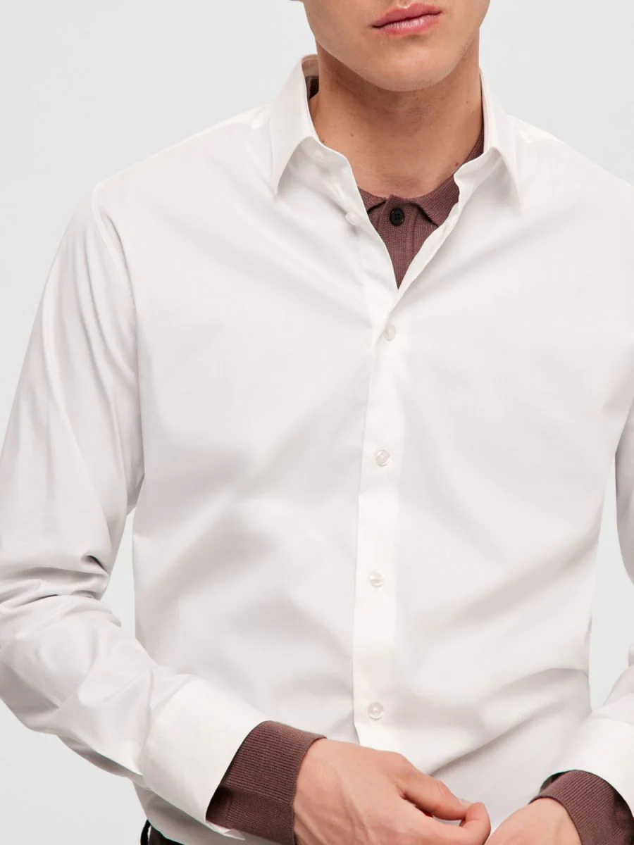 Selected Camicia classica da uomo Slim Travel  bianca - Image 3