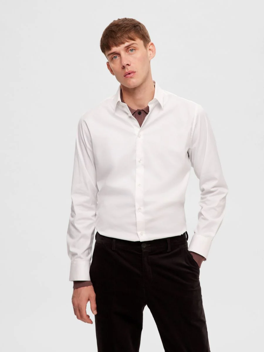 Selected Camicia classica da uomo Slim Travel  bianca - Image 5