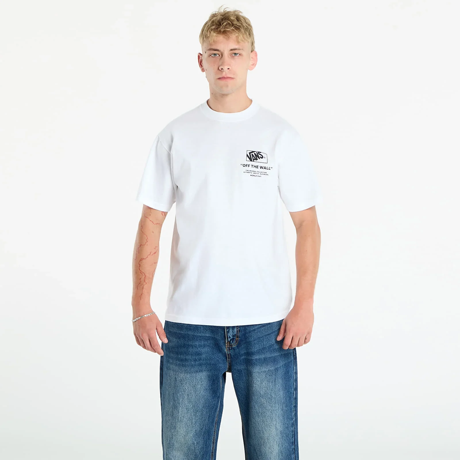 Vans T-Shirt da uomo manica corta Stacked bianca - Image 3