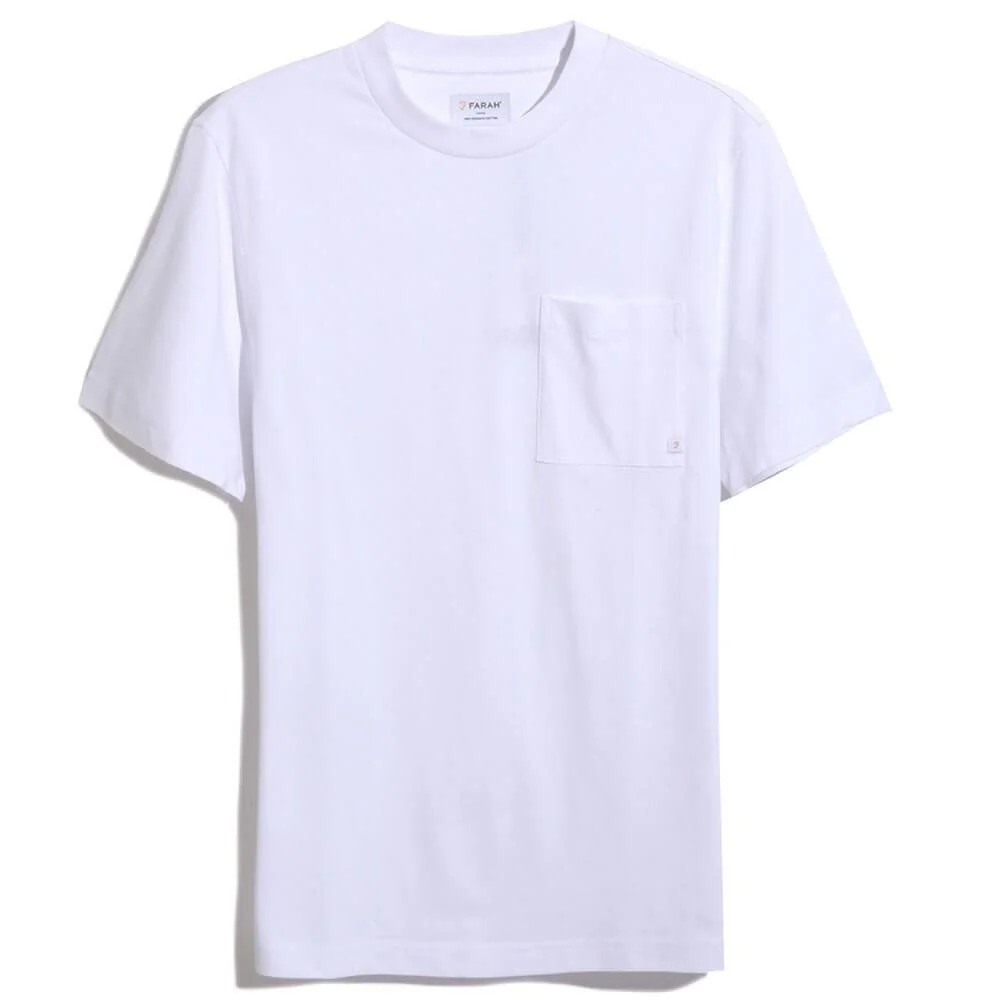 Farah T-Shirt da uomo con taschino Stacy Pocket bianca - Image 2