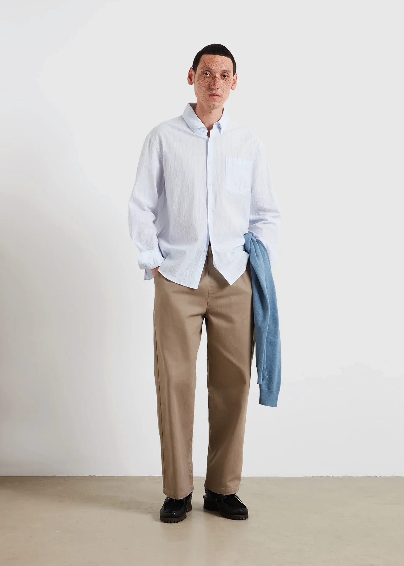 Farah Camicia rigata da uomo Stanford Poplin celeste - Image 2