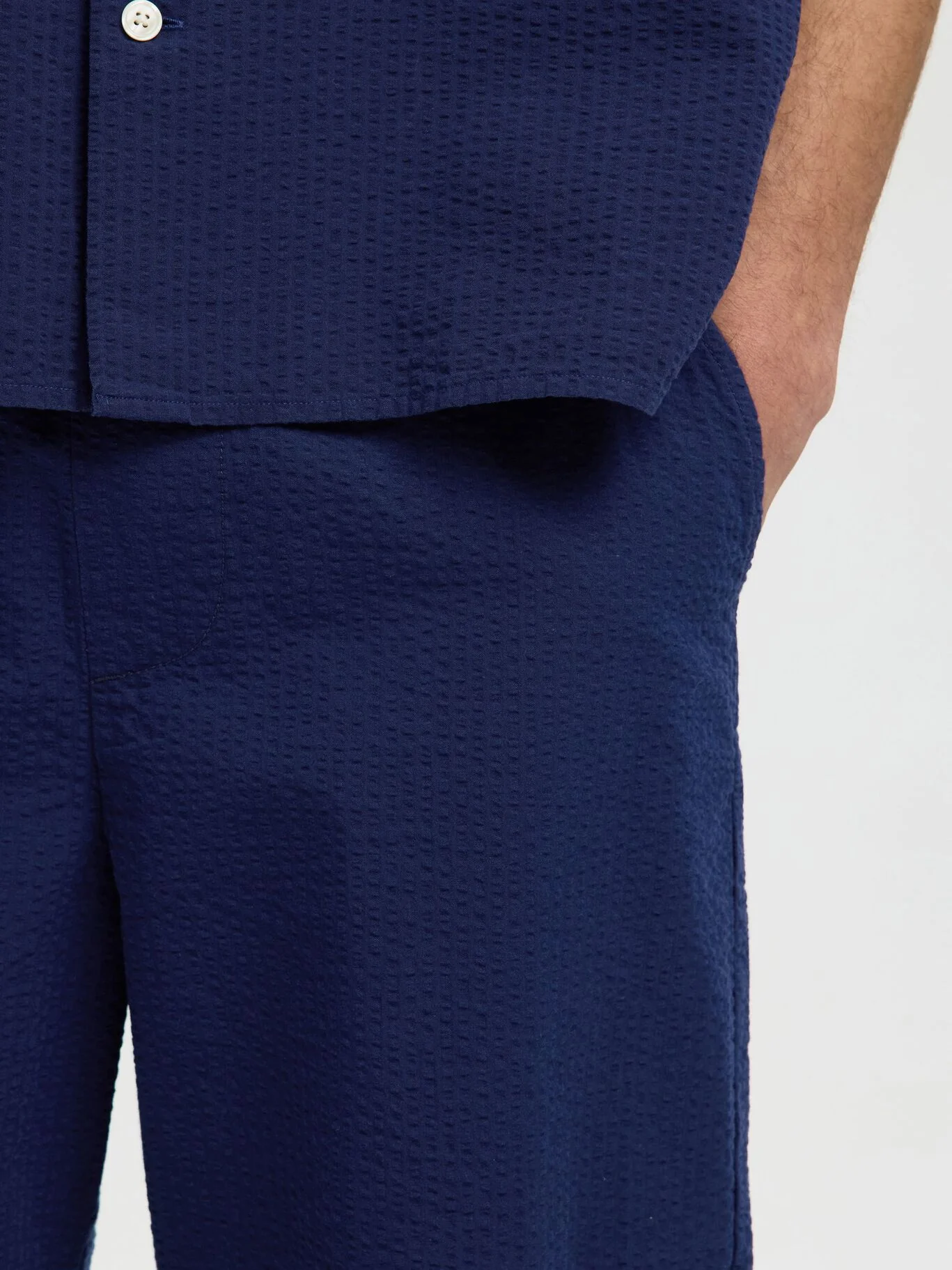 Selected Pantaloncino da uomo Stuart seersucker blu - Image 5