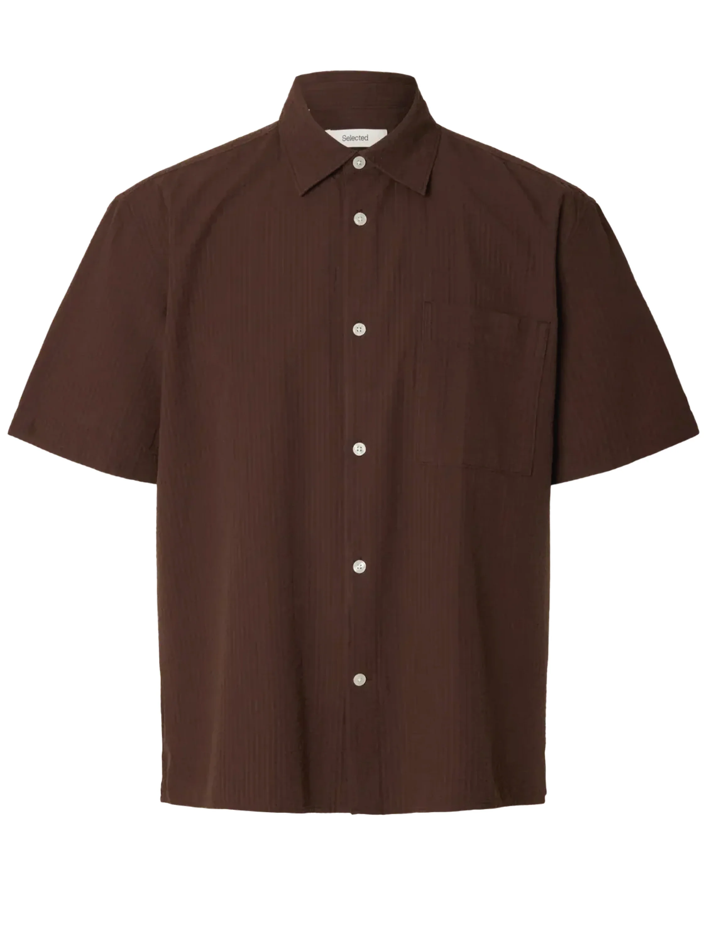 Selected Camicia da uomo manica corta Stuart marrone