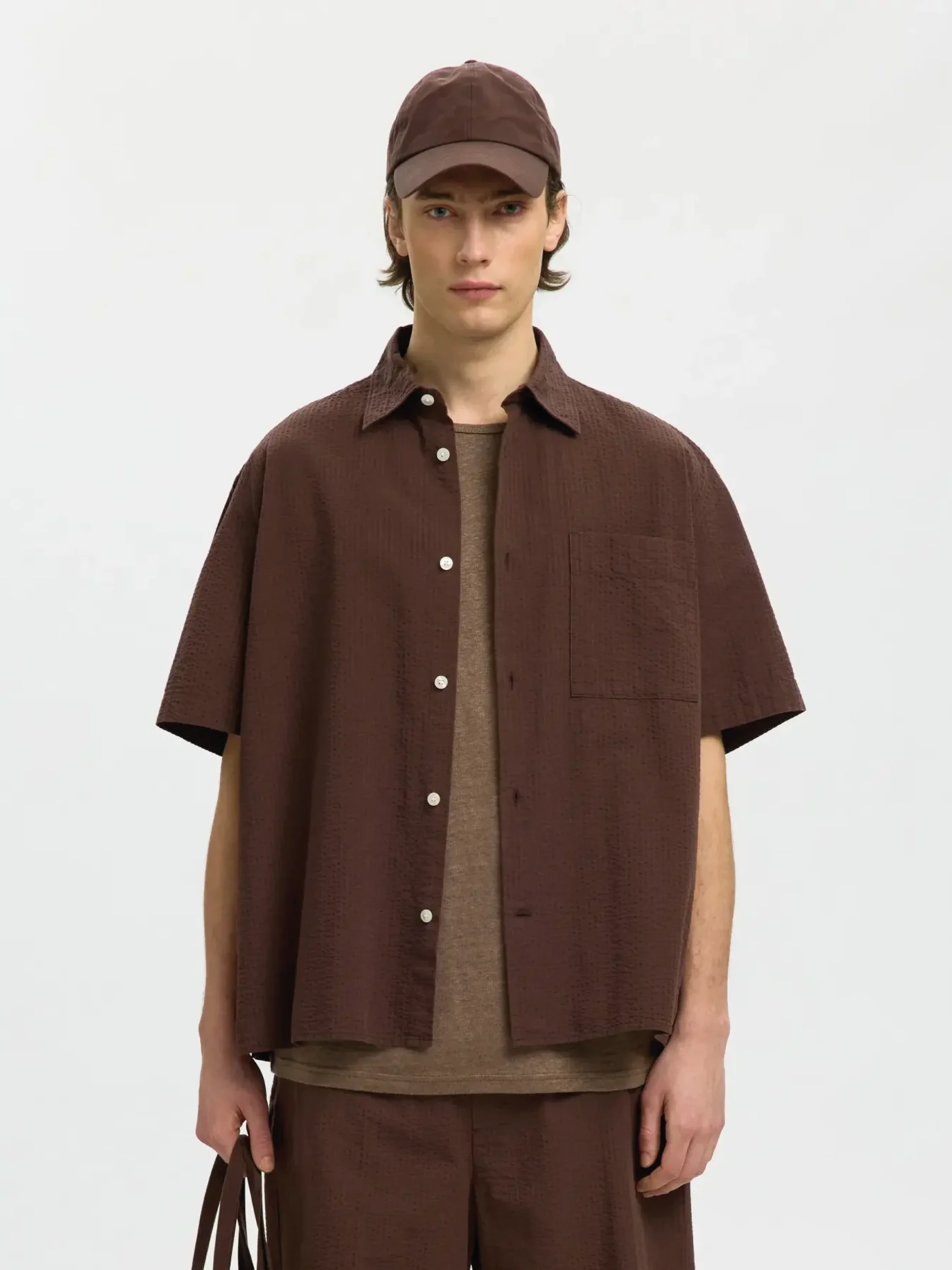 Selected Camicia da uomo manica corta Stuart marrone - Image 2