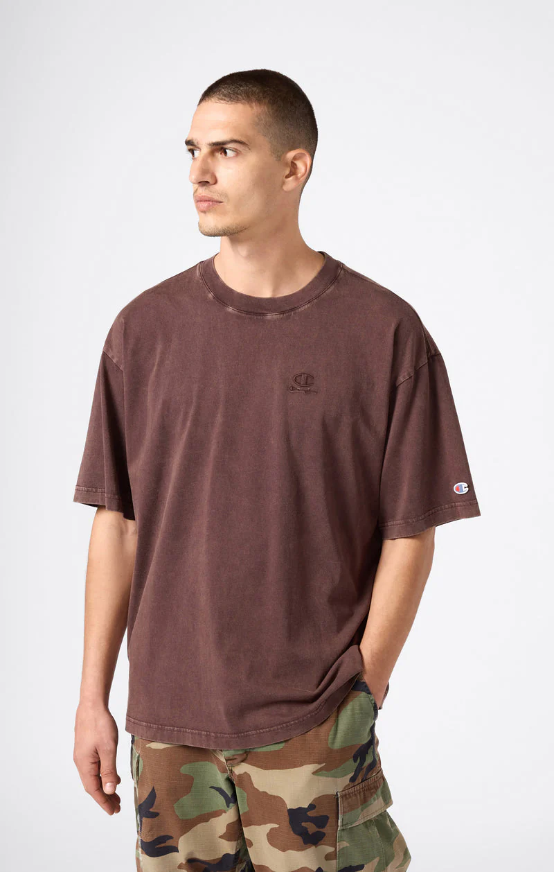 Champion T-Shirt da uomo mnica corta Effetto Slavato Icons Marrone - Image 5