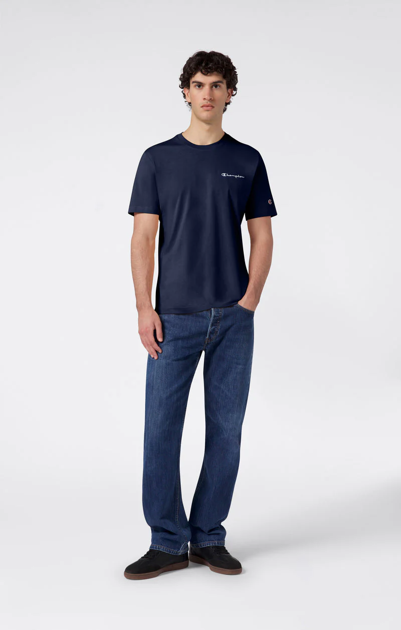 Champion T-Shirt da uomo manica corta Logo Ricamato Icons blu - Image 5