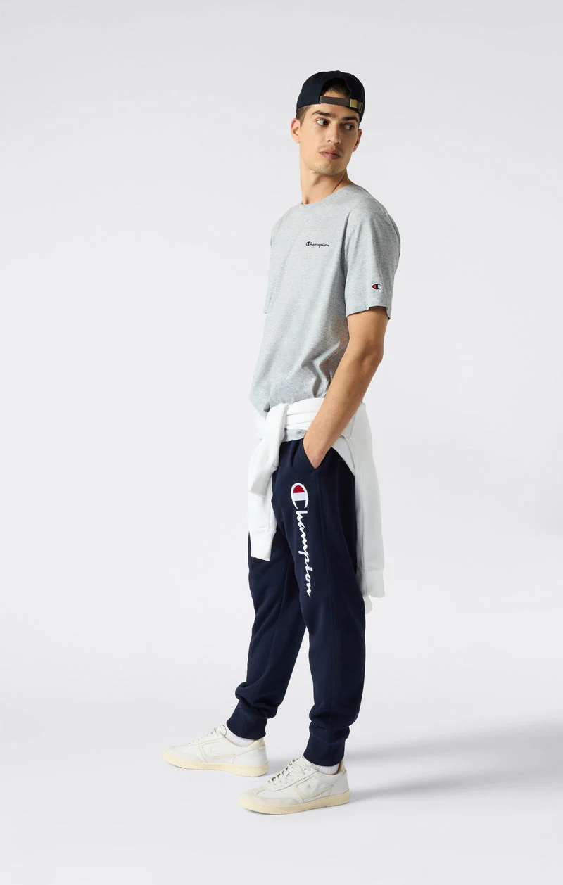 Champion T-Shirt da uomo manica corta Logo Ricamato Icons grigia - Image 5