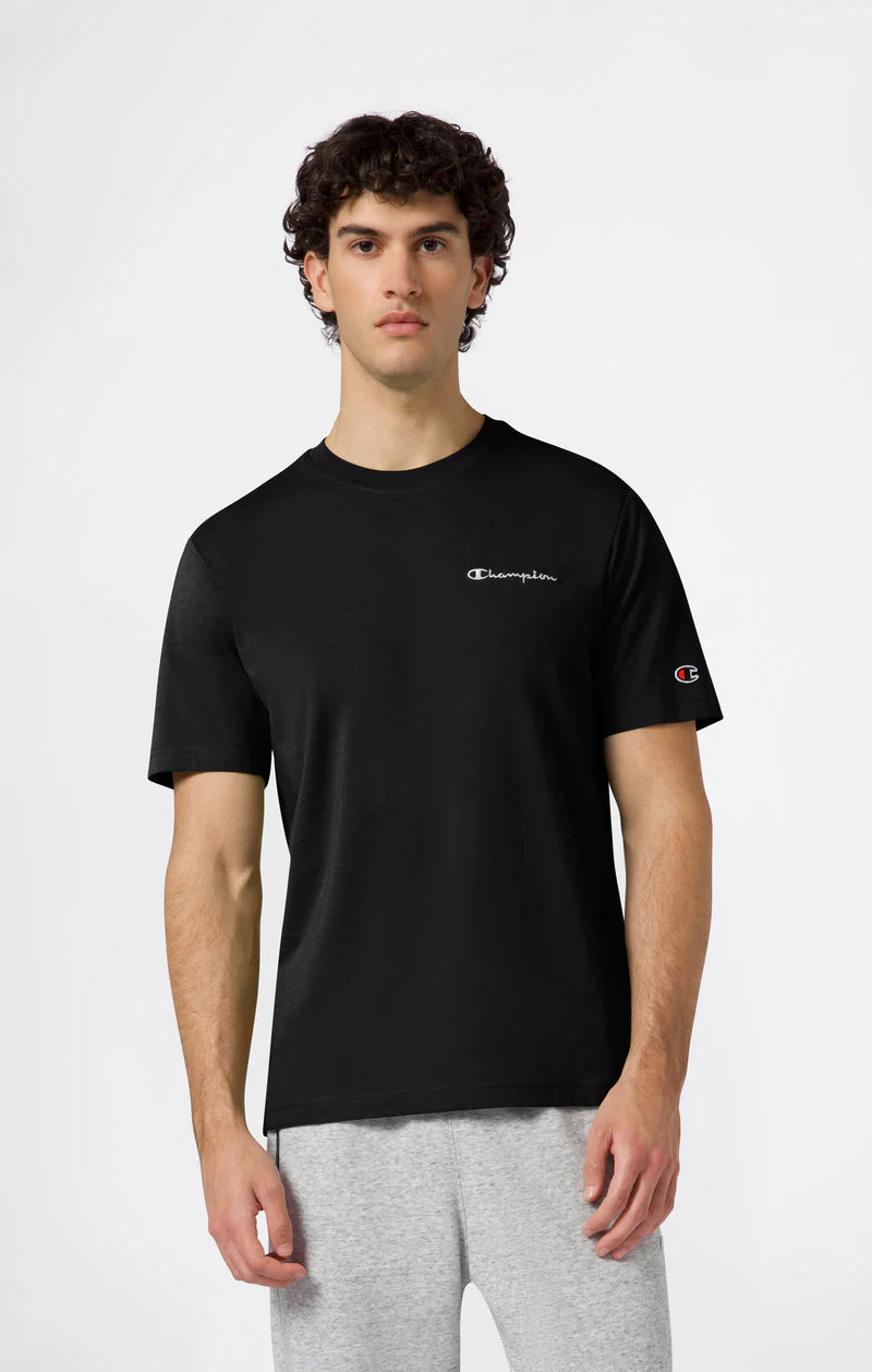 Champion T-Shirt da uomo manica corta Logo Ricamato Icons nera - Image 3