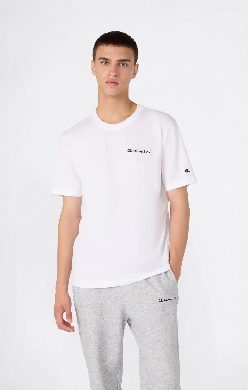 Champion T-Shirt da uomo manica corta Logo Ricamato Icons bianca - Image 4