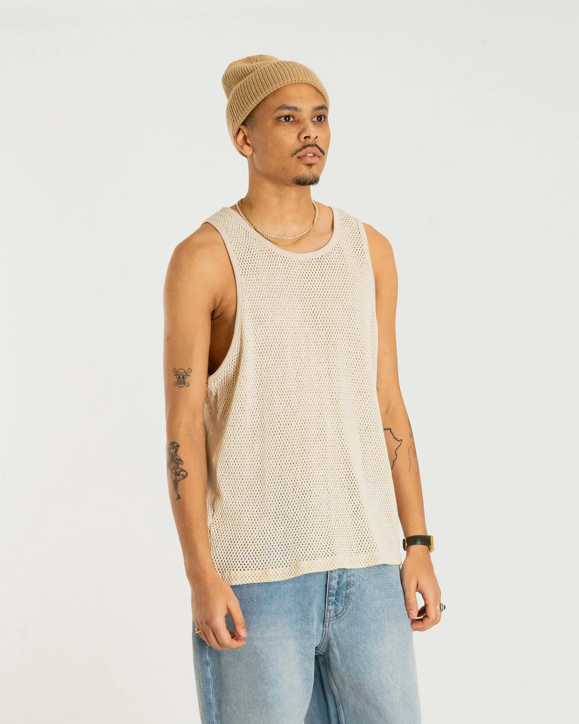 Woodbird Canotta da uomo Tank Mesh beige - Image 3
