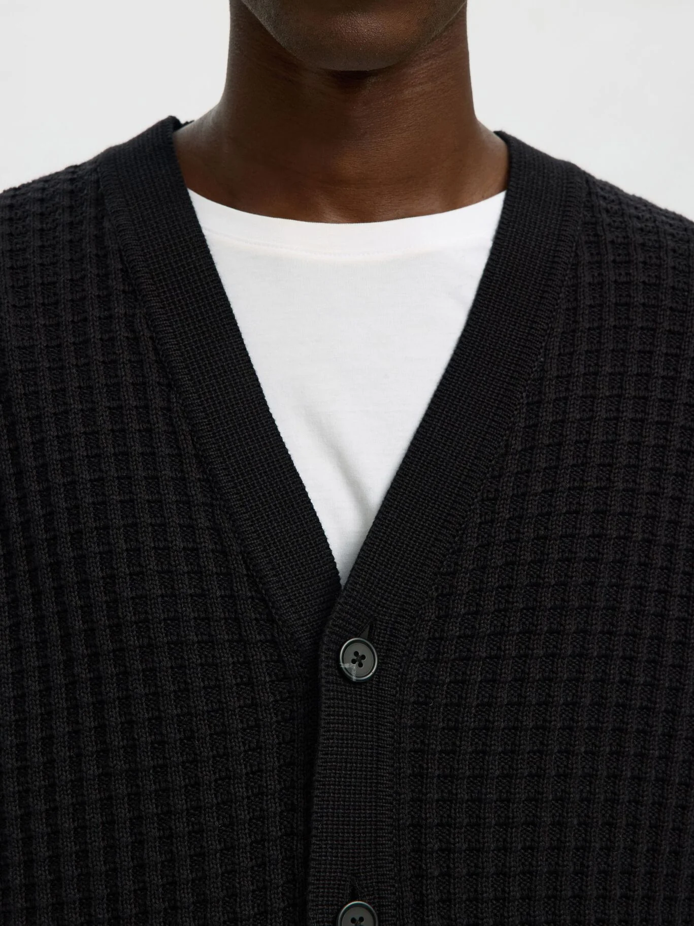 Selected Cardigan in cotone da uomo Tom nero - Image 2