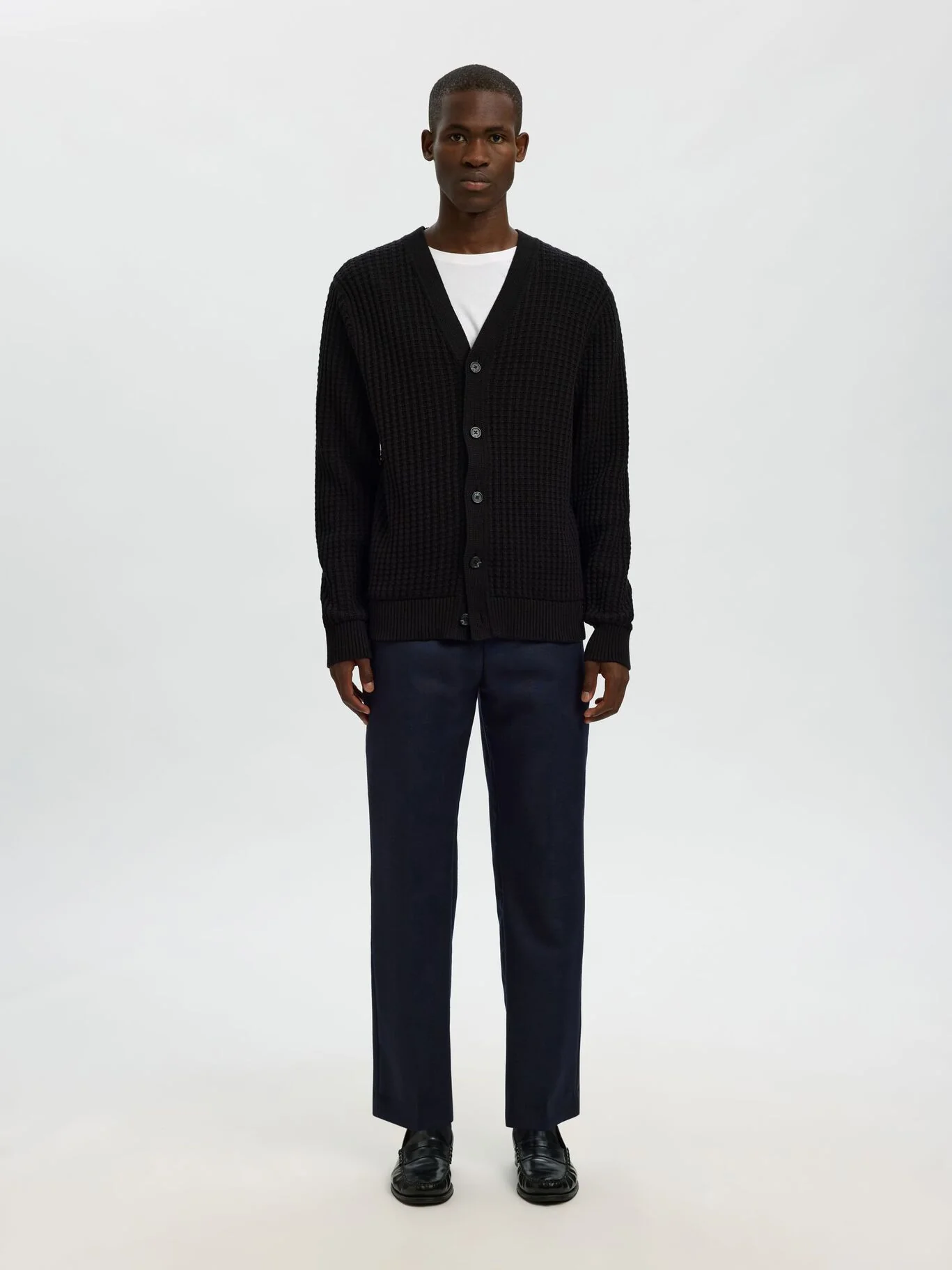 Selected Cardigan in cotone da uomo Tom nero - Image 5
