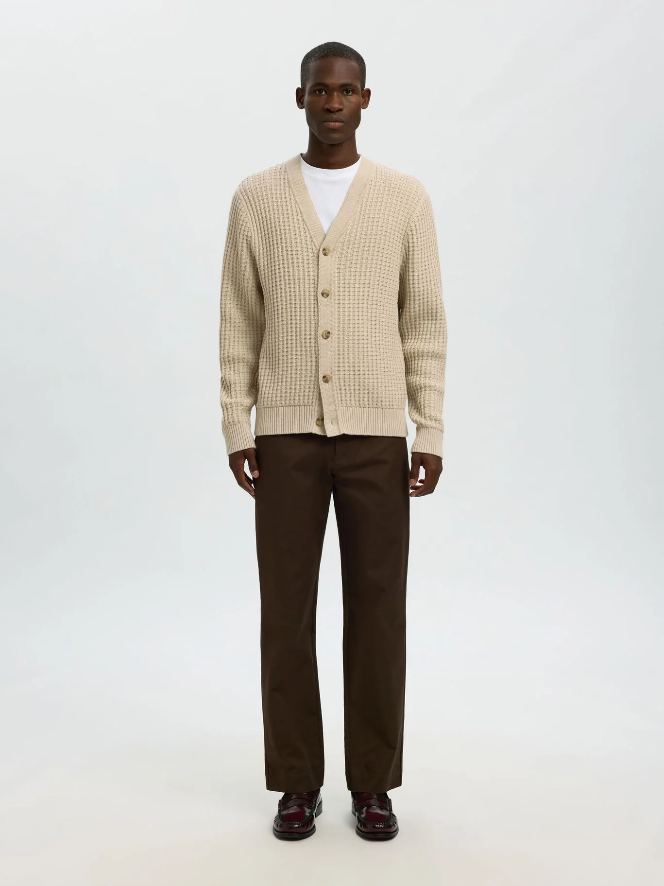 Selected Cardigan in cotone da uomo Tom beige - Image 5