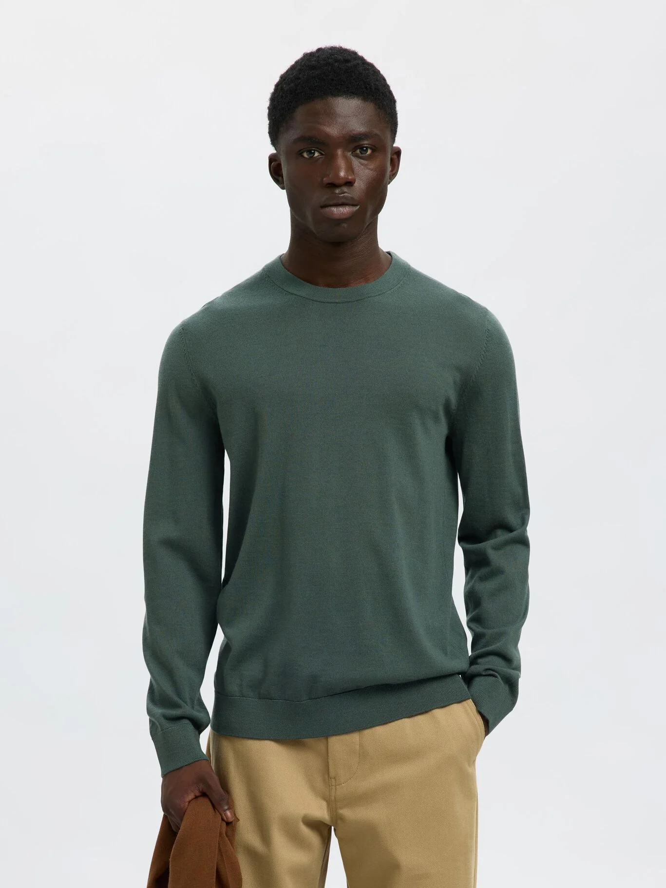 Selected Maglia girocollo da uomo Tray verde - Image 5