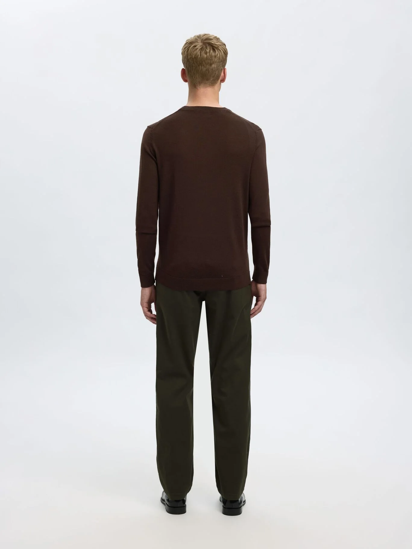 Selected Maglia girocollo da uomo Tray marrone - Image 4