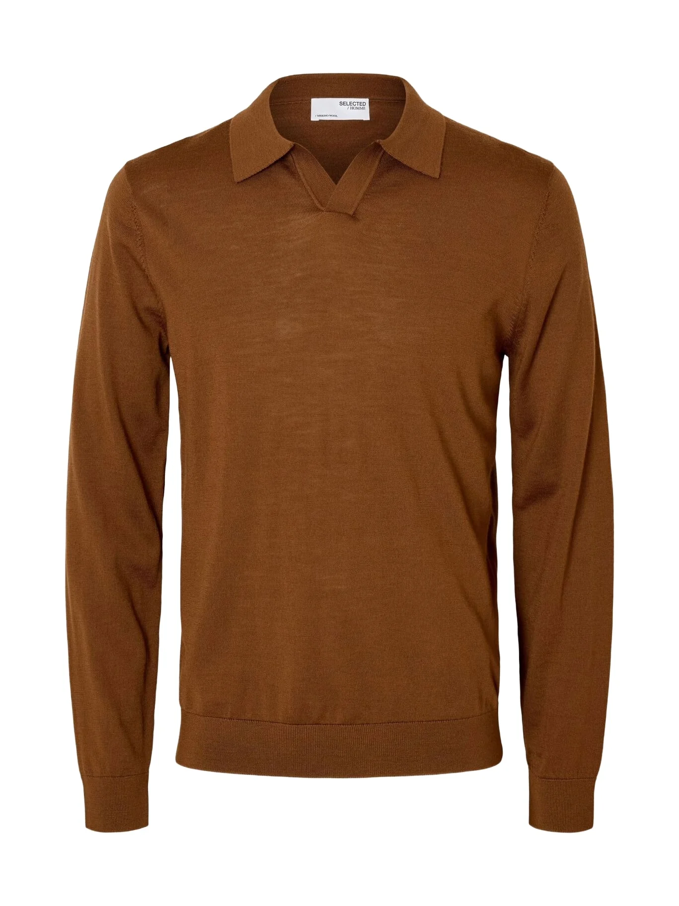 Selected Maglia a polo in lana merino da uomo Tray