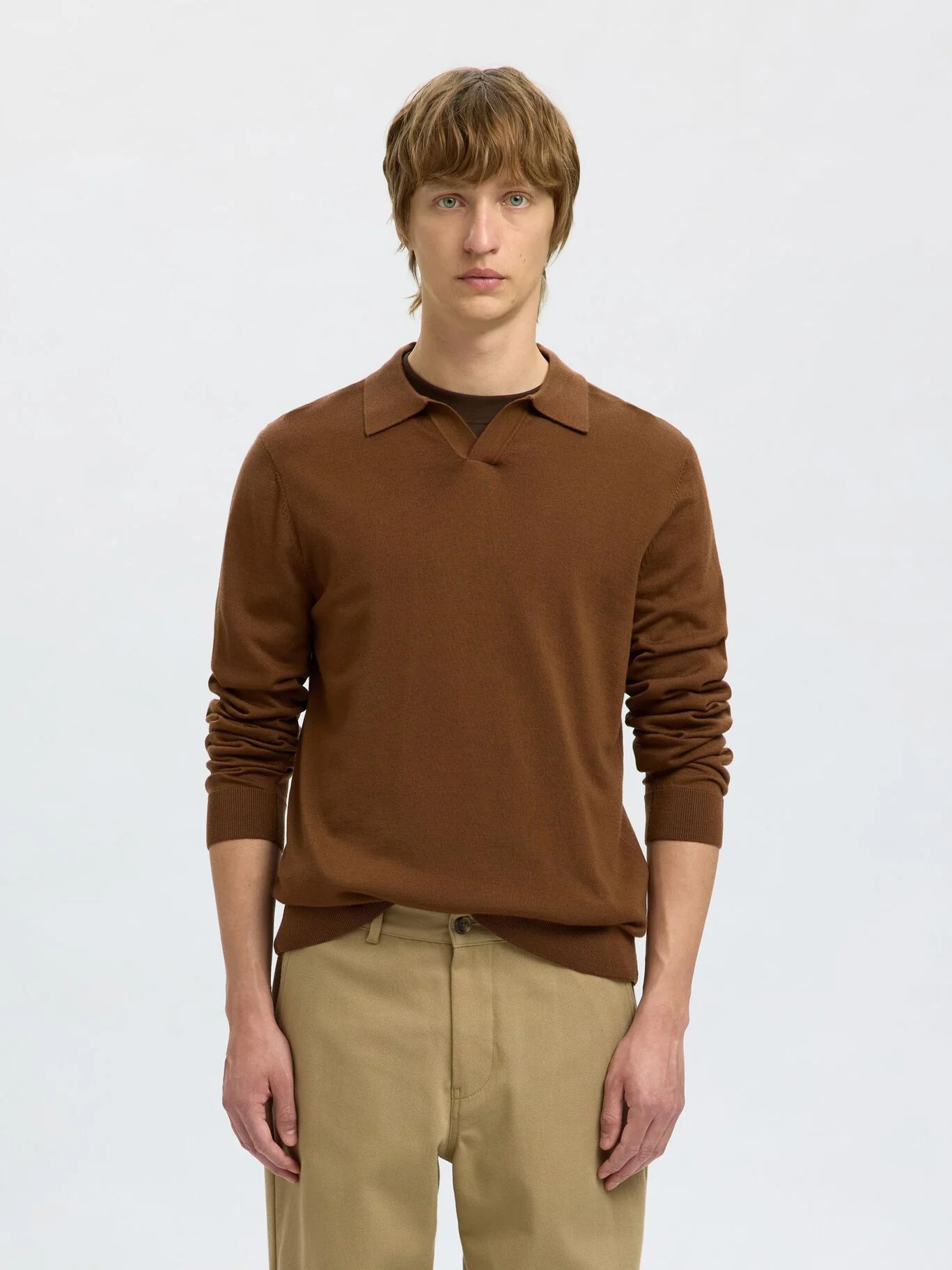 Selected Maglia a polo in lana merino da uomo Tray - Image 2