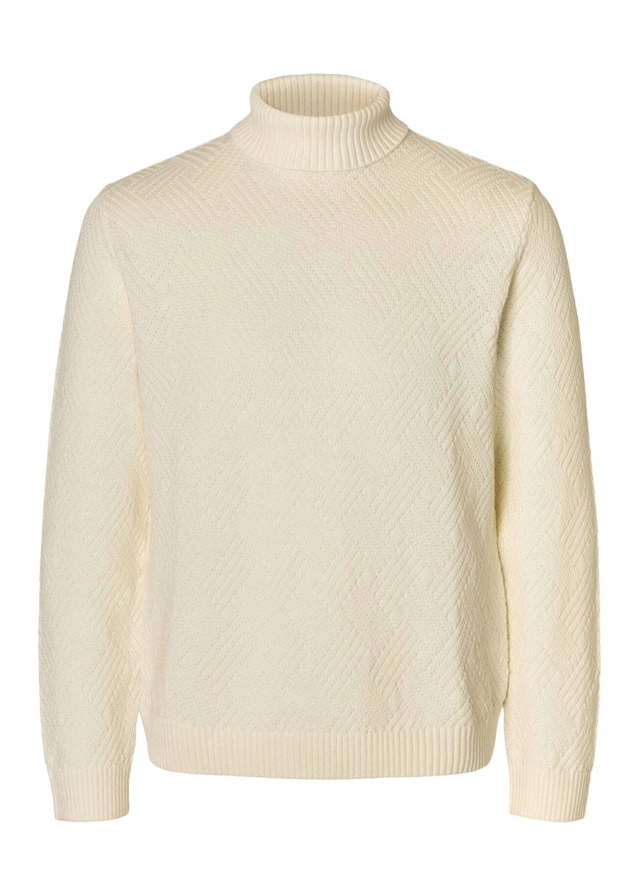 Selected Maglia collo alto da uomo Trevor panna