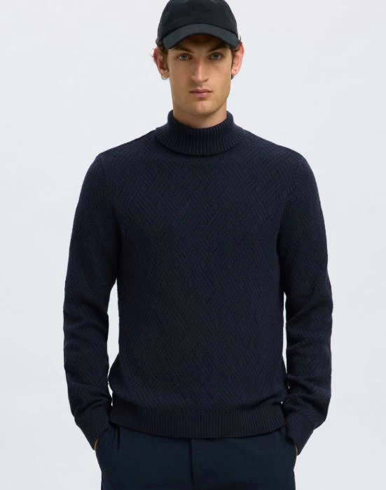 Selected Maglia collo alto da uomo Trevor blu - Image 4